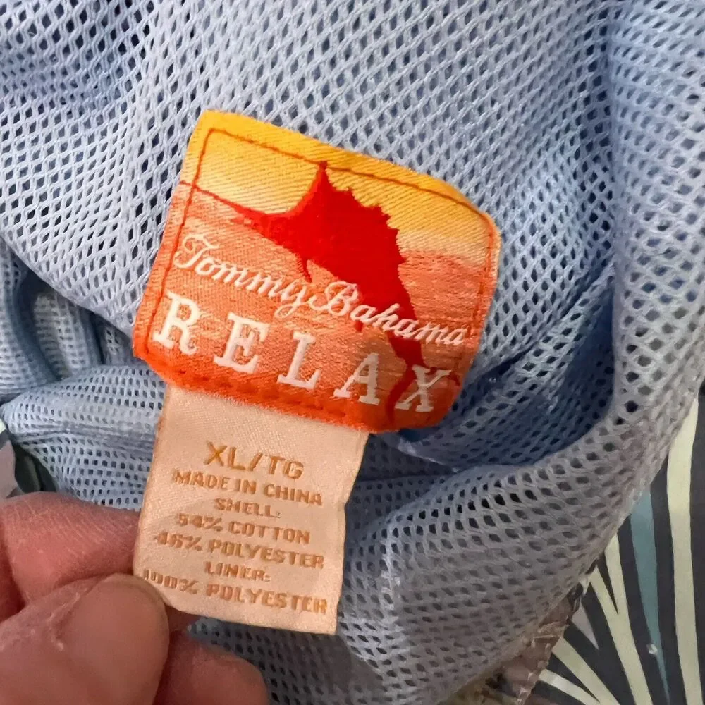 TOMMY BAHAMA Relax‎ Sailfish Logo Print Swim Trunks Teal/Turquoise SZ XL